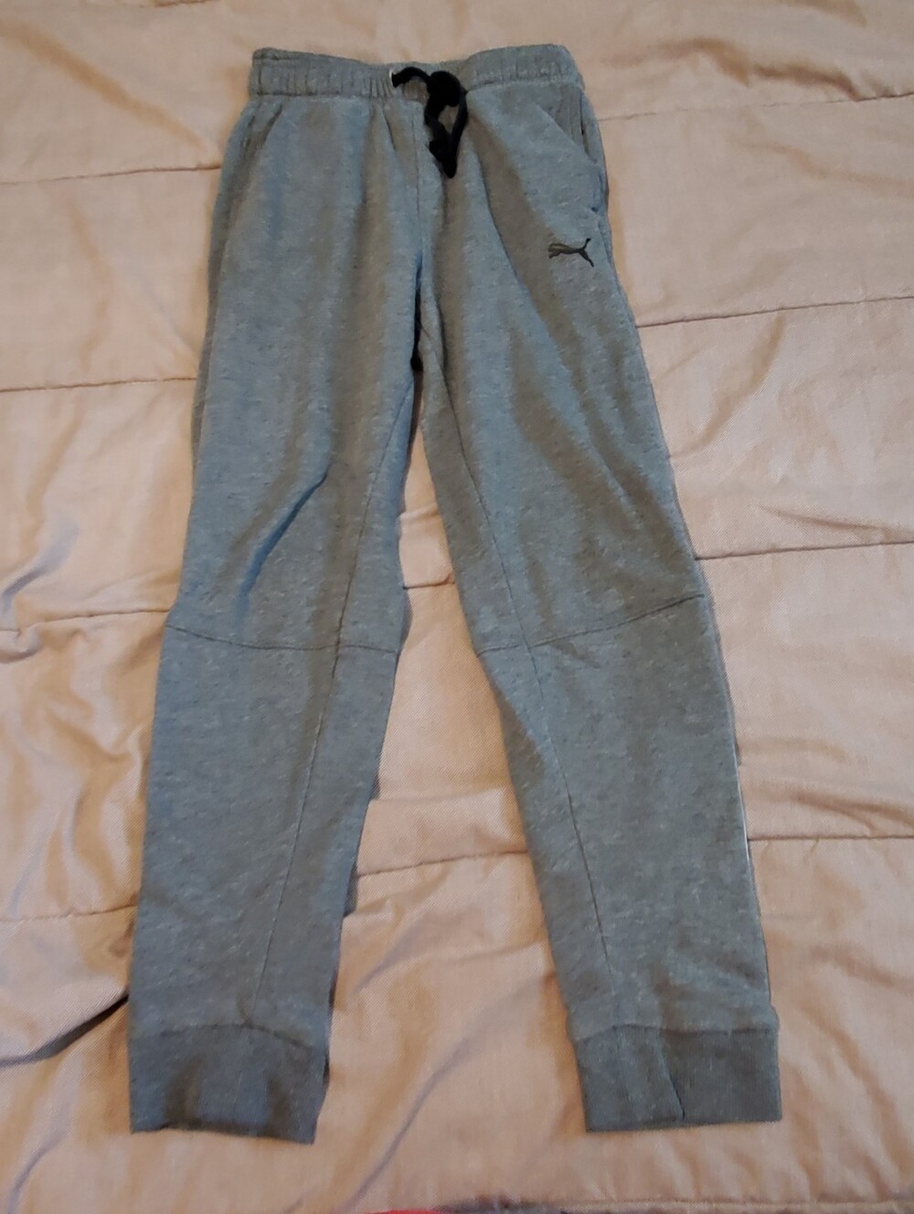 PUMA Boys Fleece Jogger Sweatpants Gray Size M Drawstring Pockets
